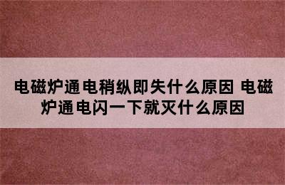 电磁炉通电稍纵即失什么原因 电磁炉通电闪一下就灭什么原因